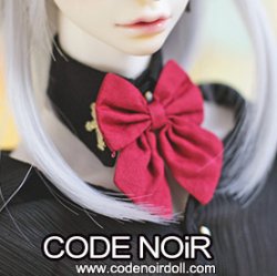 CAC000108 Black Detachable Collar & Red Bow For 1/3 Dolls