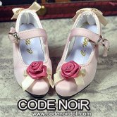 CMS000162 Pink Flower Silk Mary Jane Heels