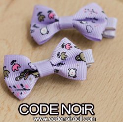CAC000086 Purple Ribbon Hair Clips (Free Size)