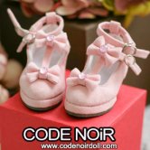 CMS000155 Pink Suede T-Strap Ribbon Shoes