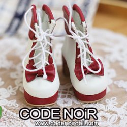 CMS000185 Red/White Lolita Ankle Boots