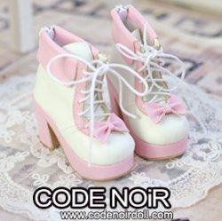 CLS000168 Pink/White Lolita Ankle Boots